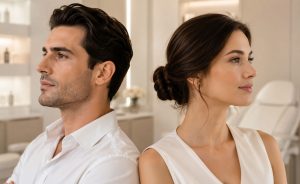 Diferença entre preenchimento de mento em homens e mulheres